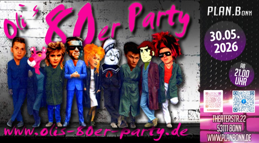 Olis 80er Party Flyer 30.05.2026